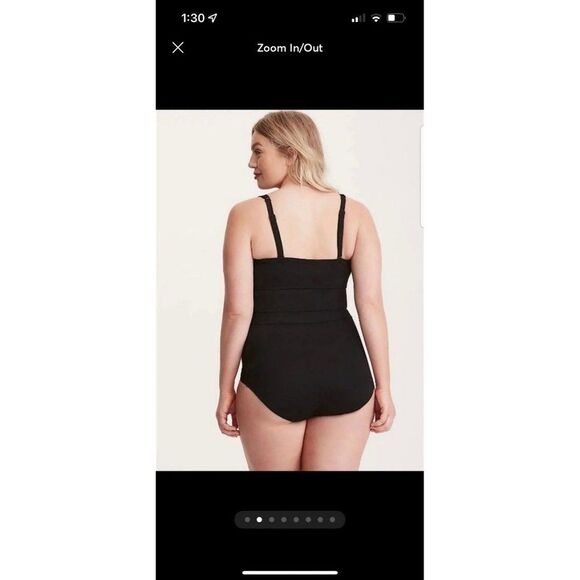 Torrid size 1 1x solid black mesh swim bathing suit one piece - Picture 2 of 9